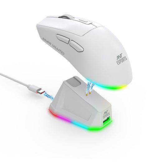 51ld5fhI5bL._SL1500.jpg ANT ESPORTS GM810 PRO WIRELESS OPTICAL GAMING MOUSE 7200 DPI 2.4G BLUETOOTH - WHITE - Image 1