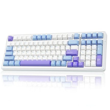 AULA F99 GRAY WHITE GRAYWOOD SWITCH MECHANICAL GAMING KEYBOARD