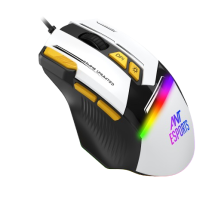 ANT ESPORTS GM333 RGB WIRED HIGH END OPTICAL ERGONOMIC GAMING MOUSE BLACK/GREY/YELLOW